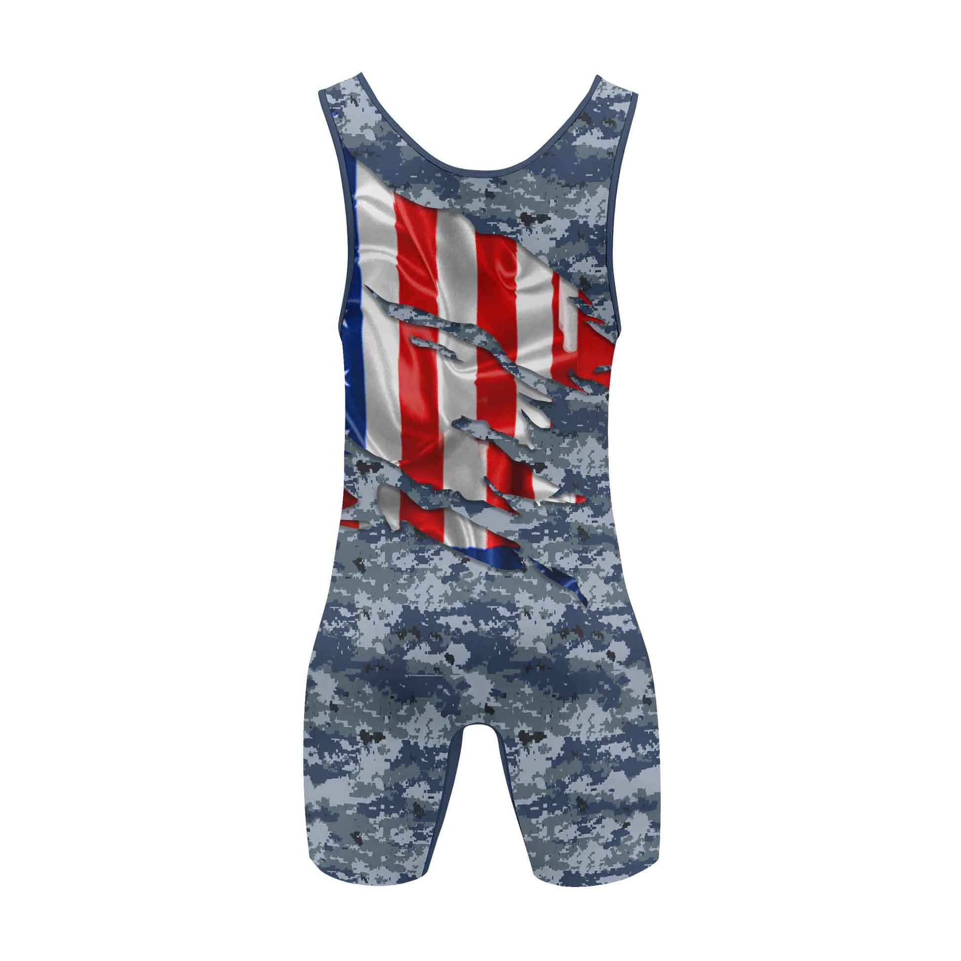 US Navy American Flag Camo Wrestling Singlets