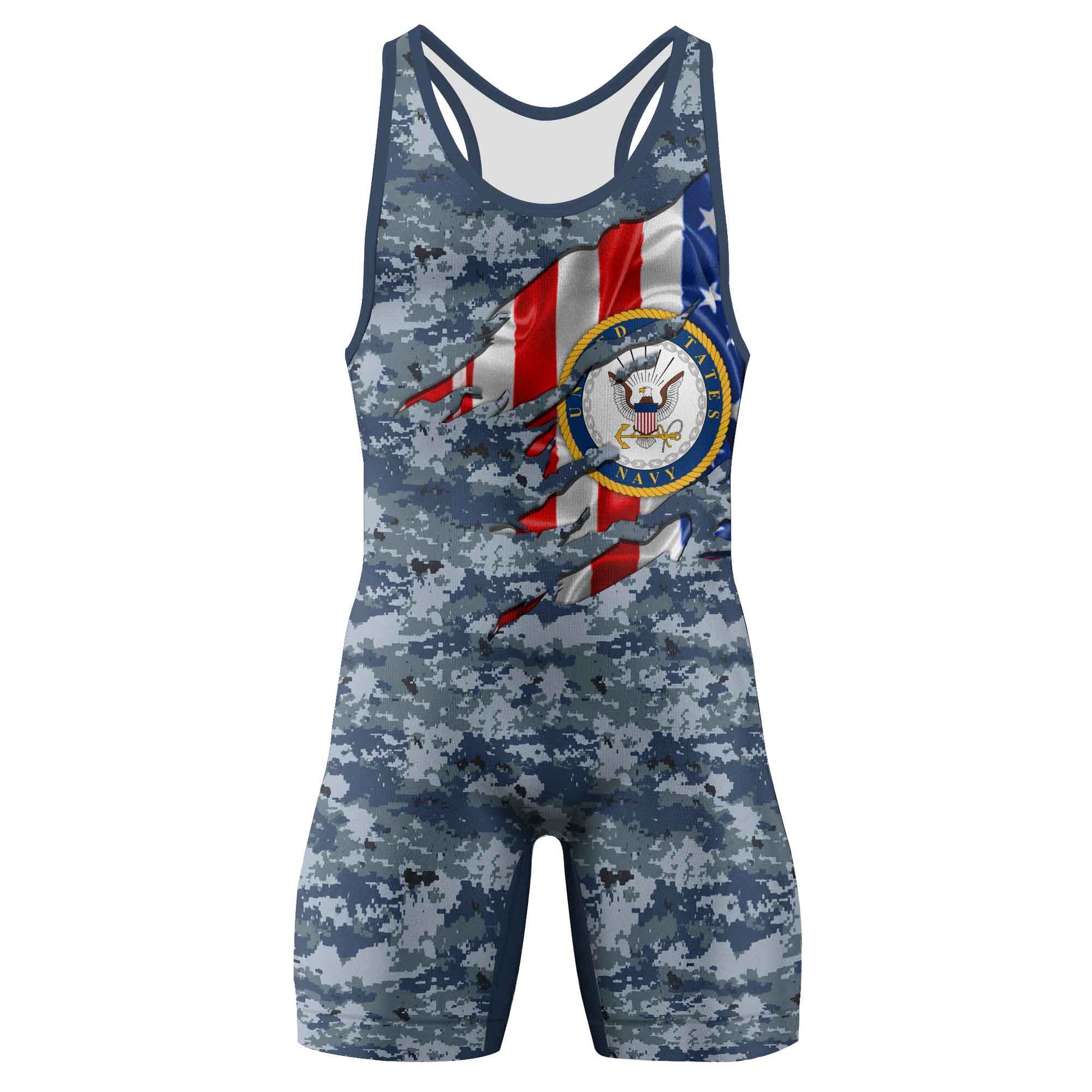 US Navy American Flag Camo Wrestling Singlets
