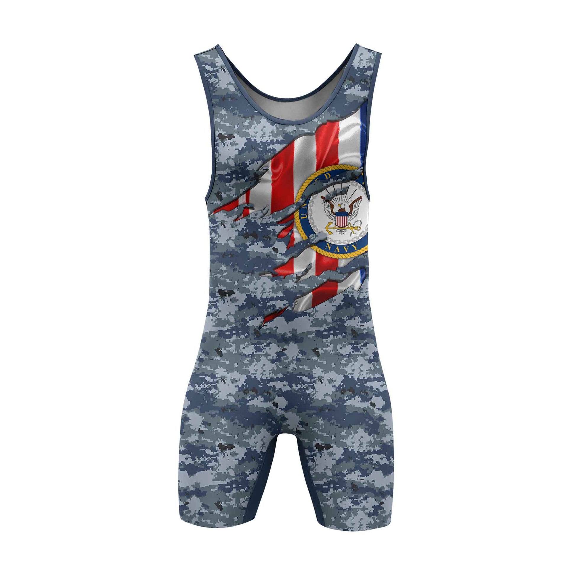 US Navy American Flag Camo Wrestling Singlets