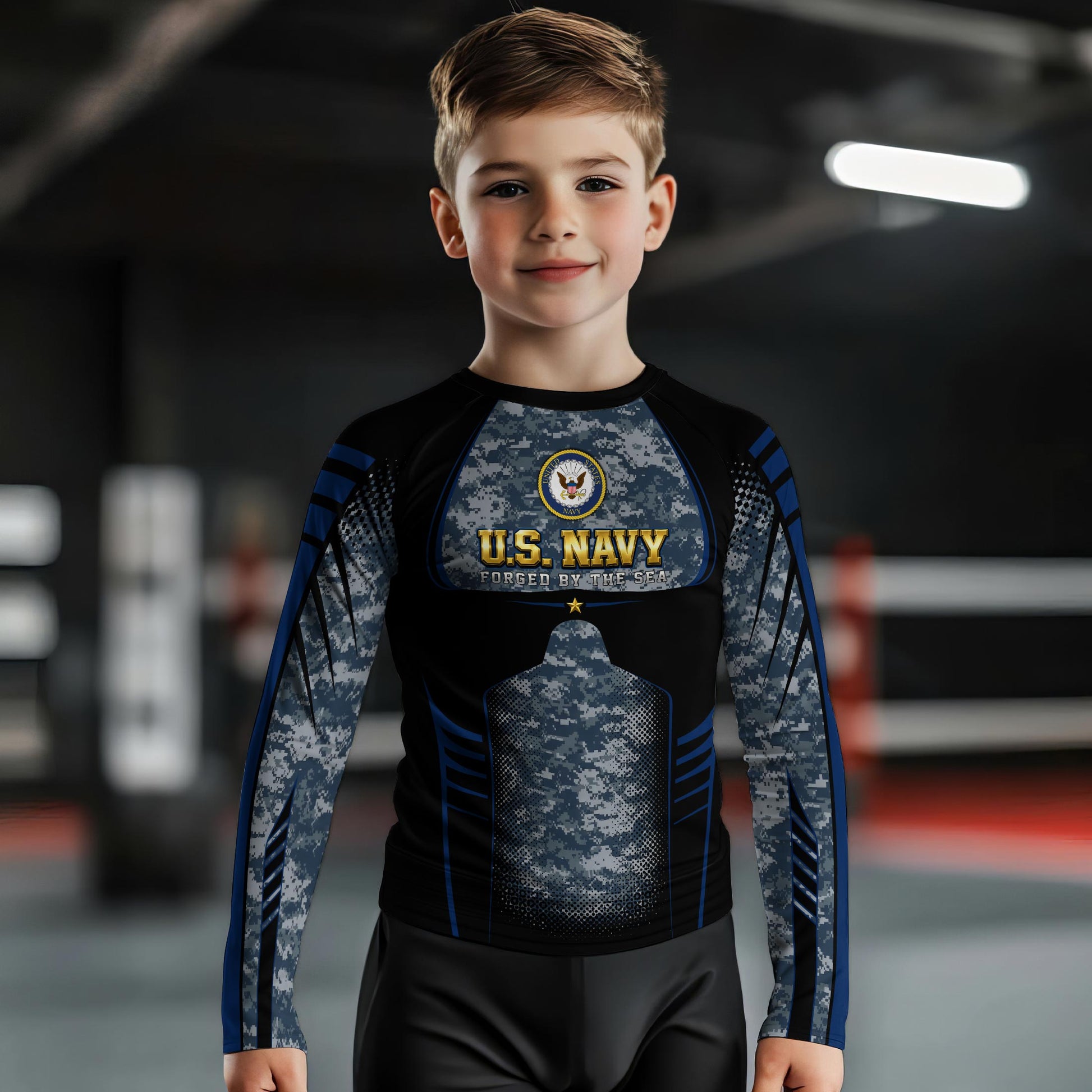 US Navy Forged By The Sea Kids Rash Guard