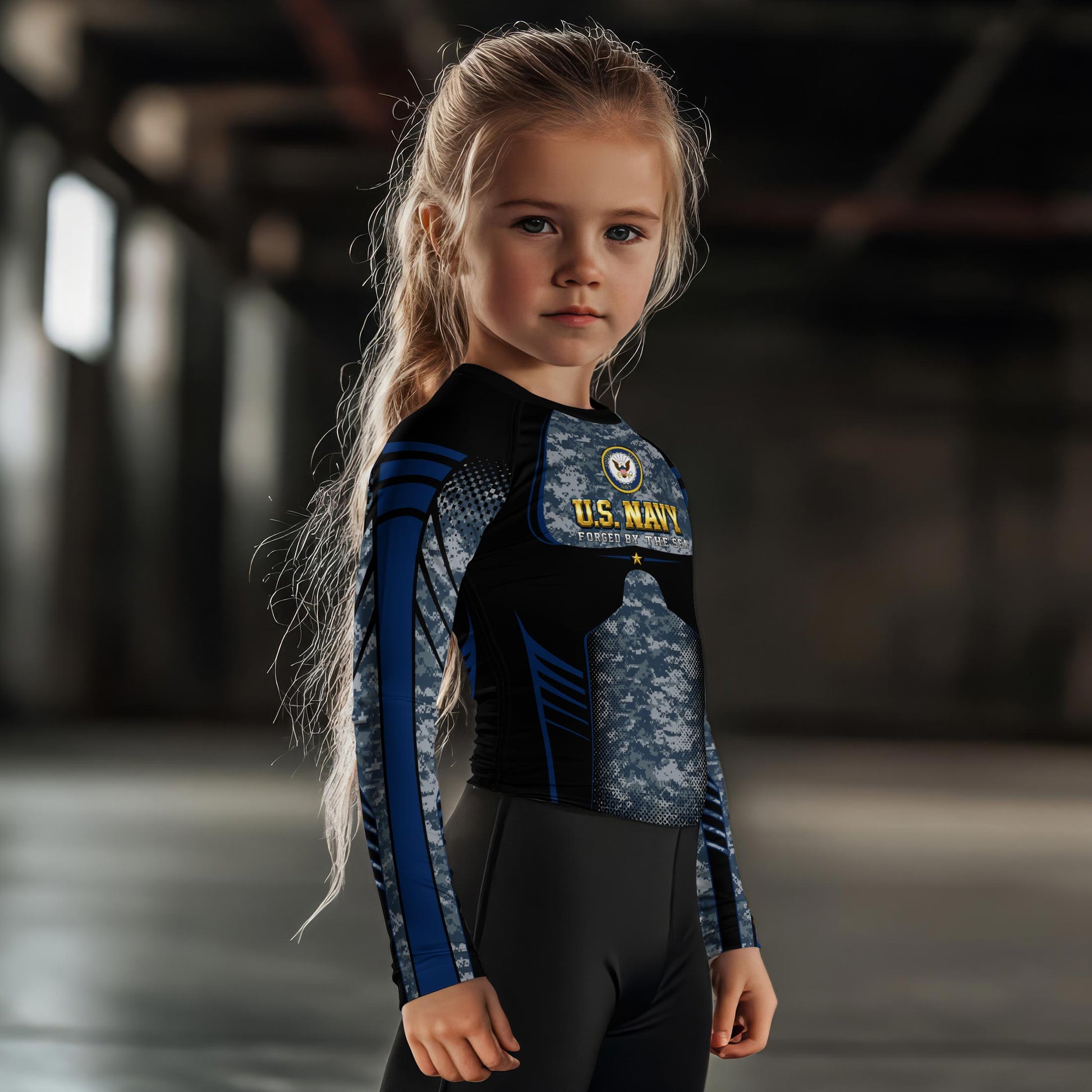 US Navy Forged By The Sea Kids Rash Guard