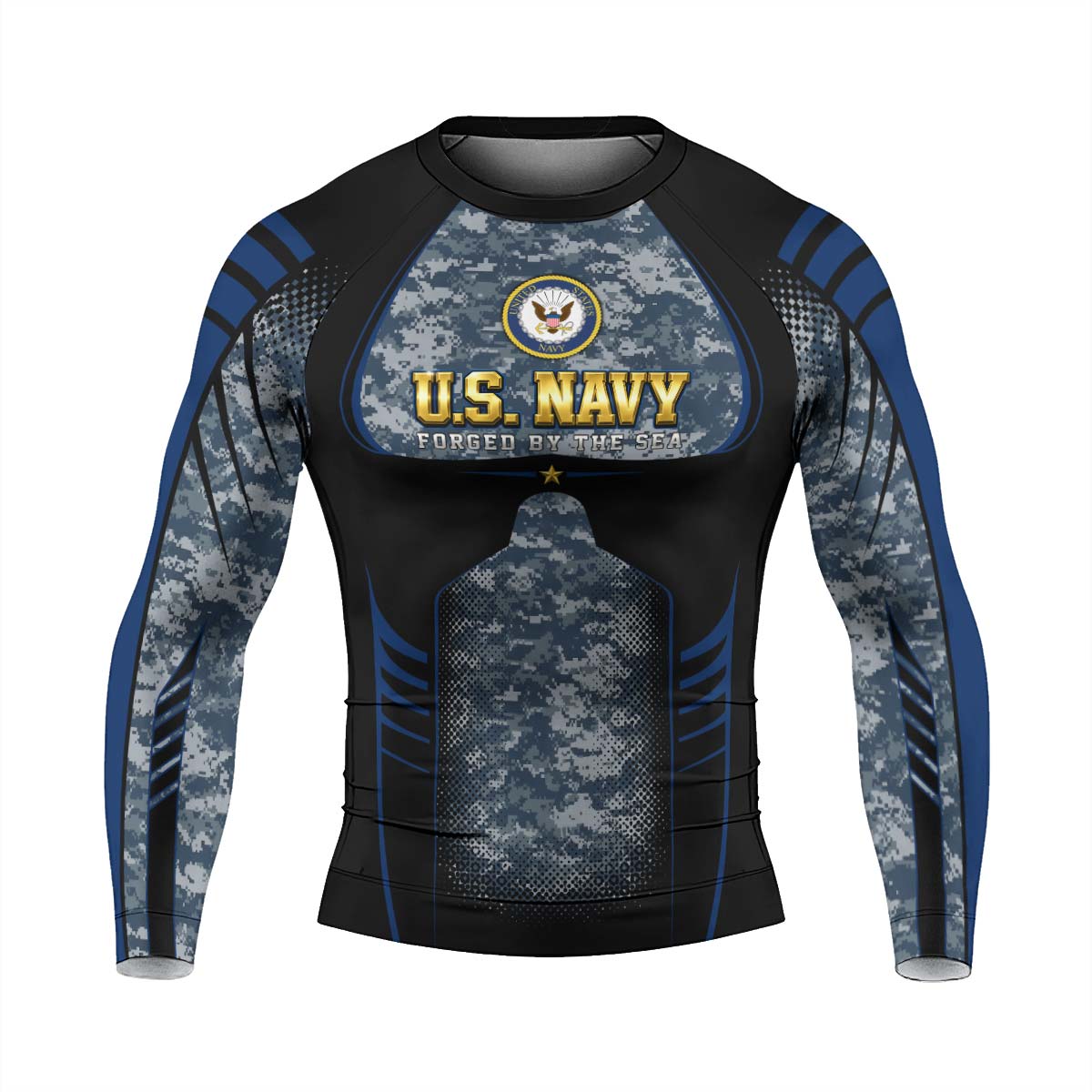 US Navy Forged By The Sea Men's Long Sleeve Rash Guard