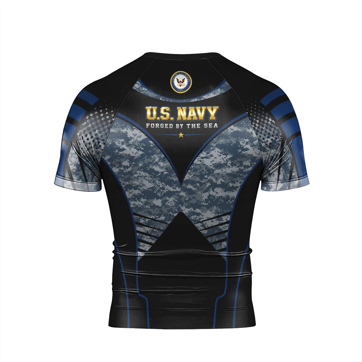 US Navy Forged By The Sea Men's Short Sleeve Rash Guard
