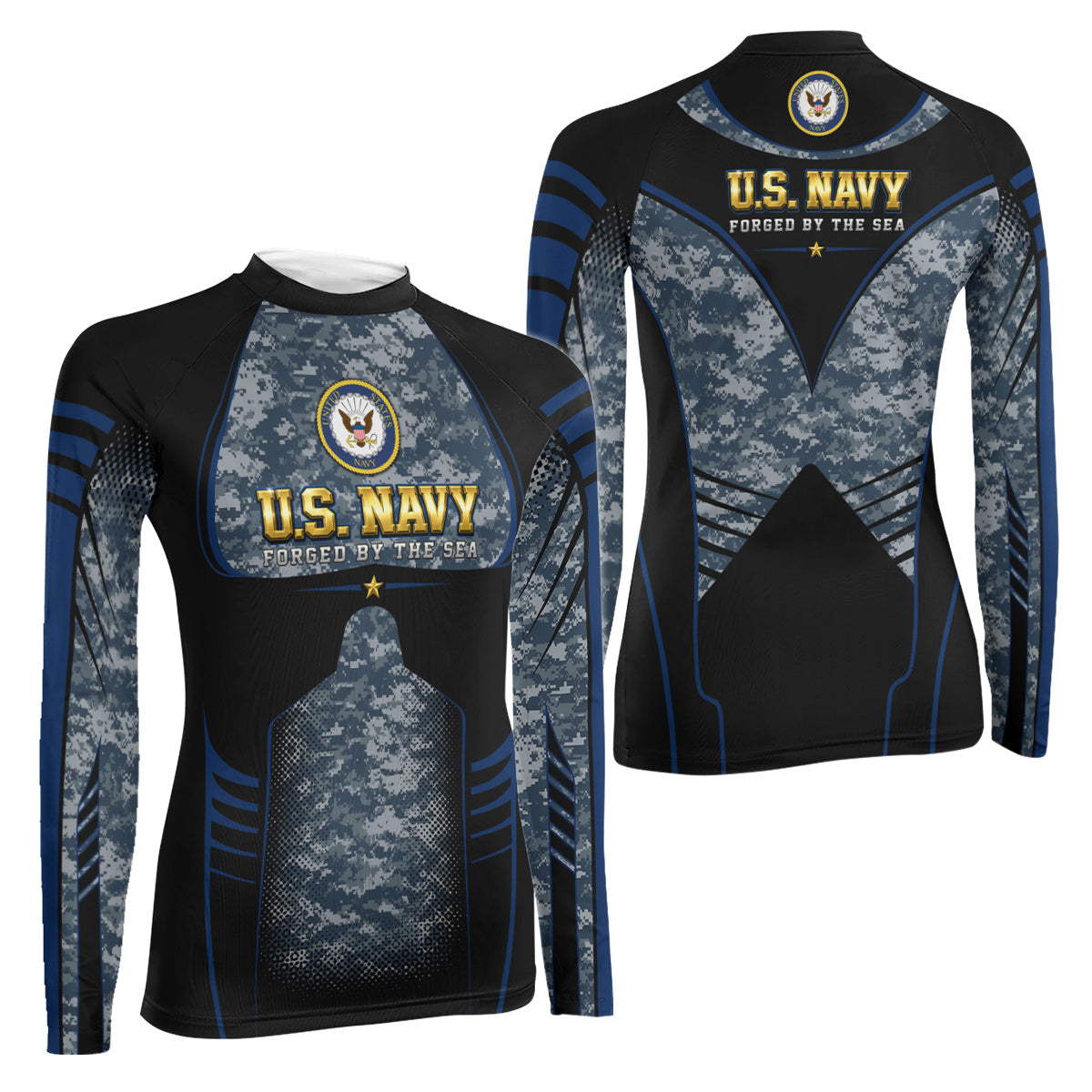 US Navy Forged By The Sea Women's Long Sleeve Rash Guard