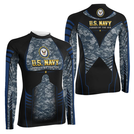US Navy Forged By The Sea Women's Long Sleeve Rash Guard