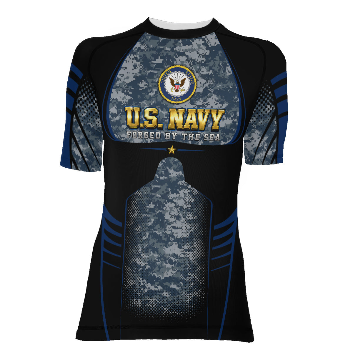 US Navy Forged By The Sea Women's Short Sleeve Rash Guard