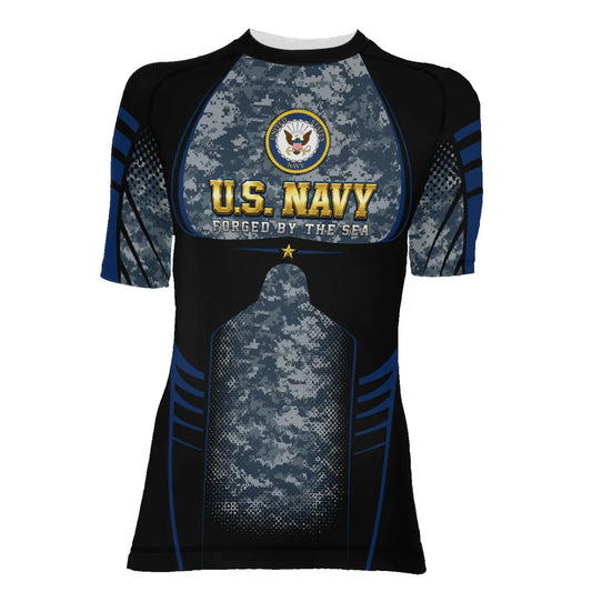 US Navy Forged By The Sea Women's Short Sleeve Rash Guard