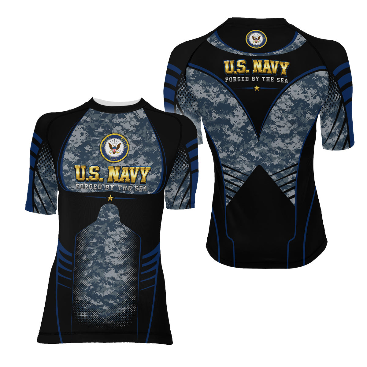 US Navy Forged By The Sea Women's Short Sleeve Rash Guard