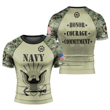 US Navy Men's Short Sleeve Rash Guard