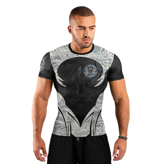 US Skull Airforce Men's Short Sleeve Rash Guard