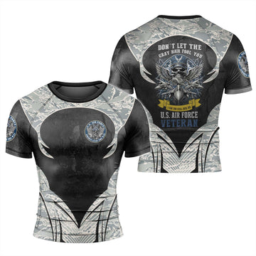 US Skull Airforce Men's Short Sleeve Rash Guard