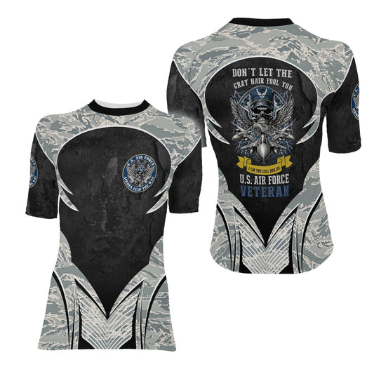 US Skull Airforce Women's Short Sleeve Rash Guard