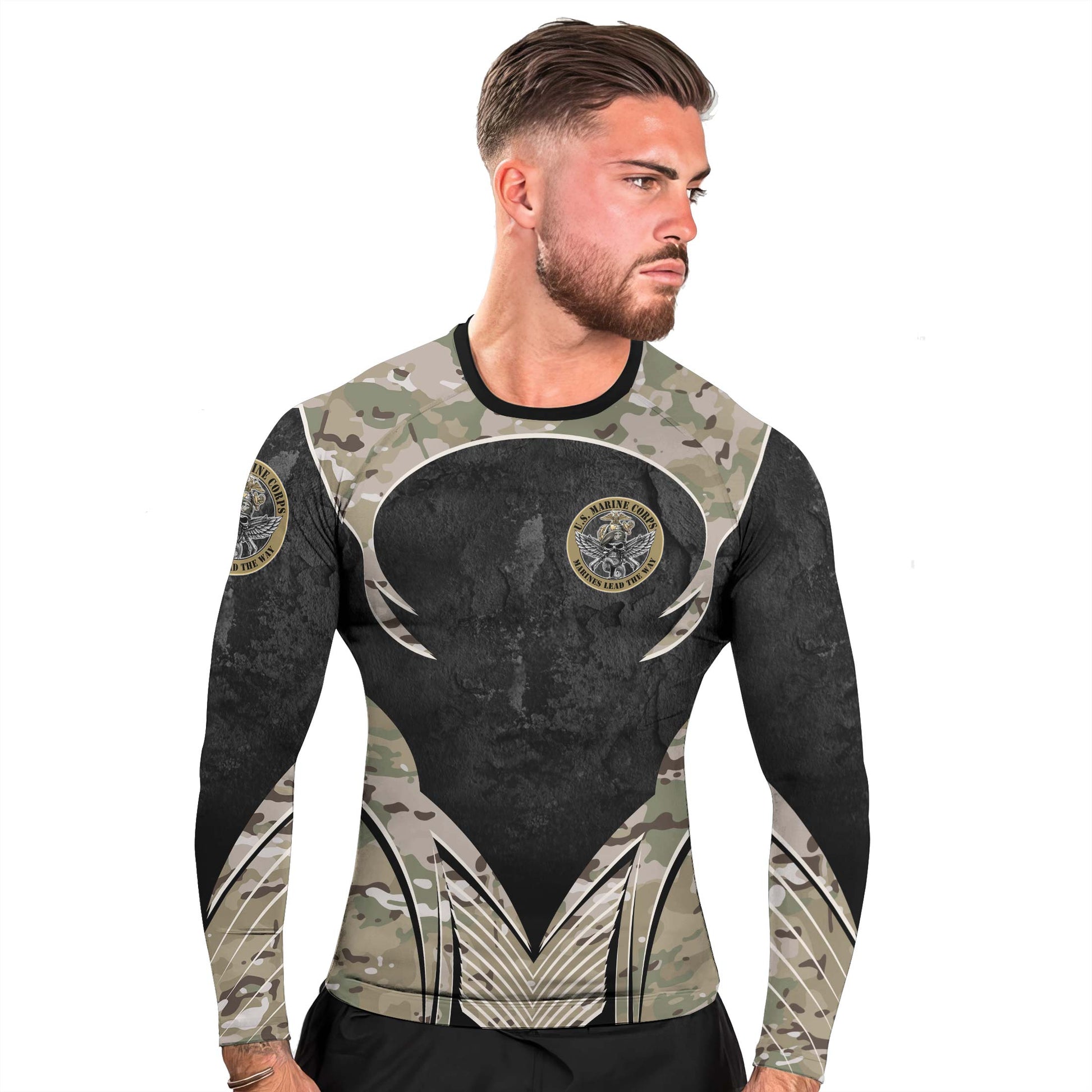 US Skull Marine Men's Long Sleeve Rash Guard