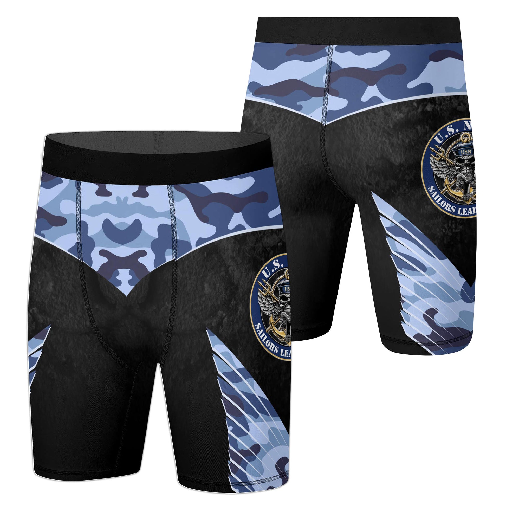 US Skull Navy Compression Shorts