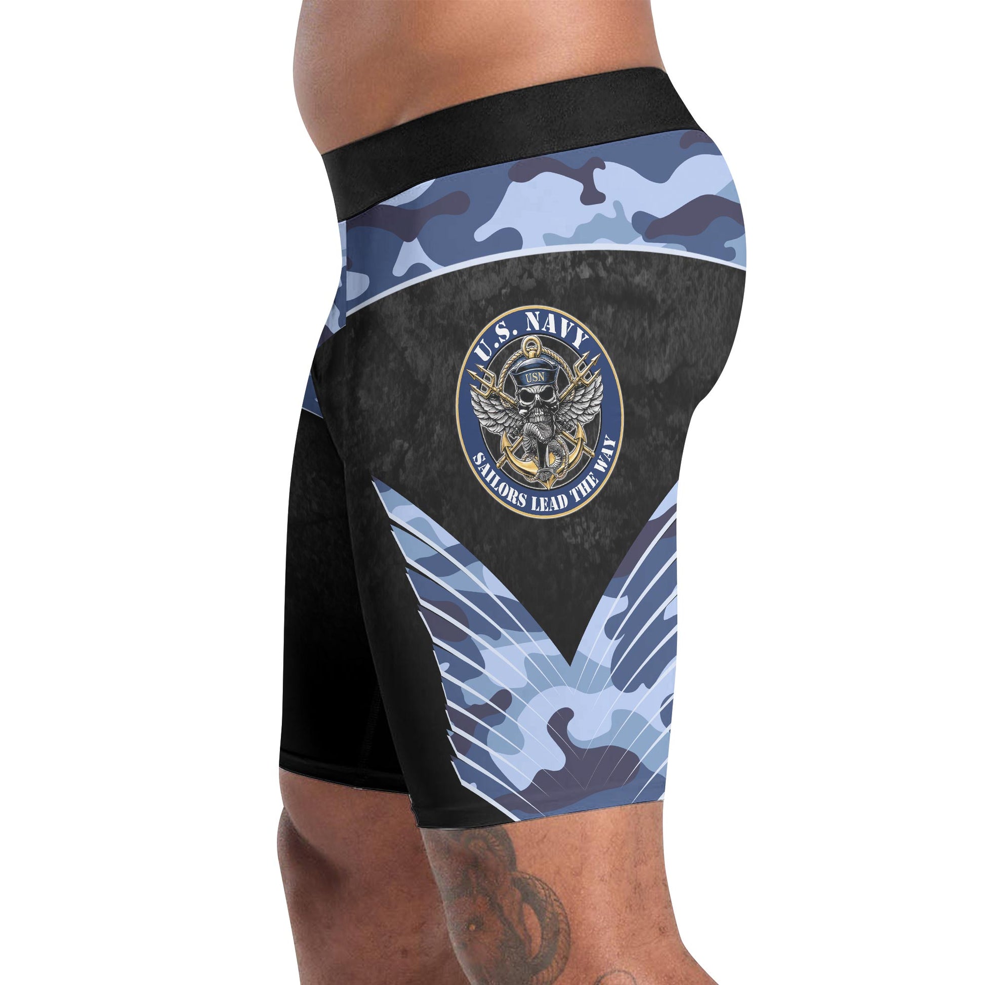 US Skull Navy Compression Shorts