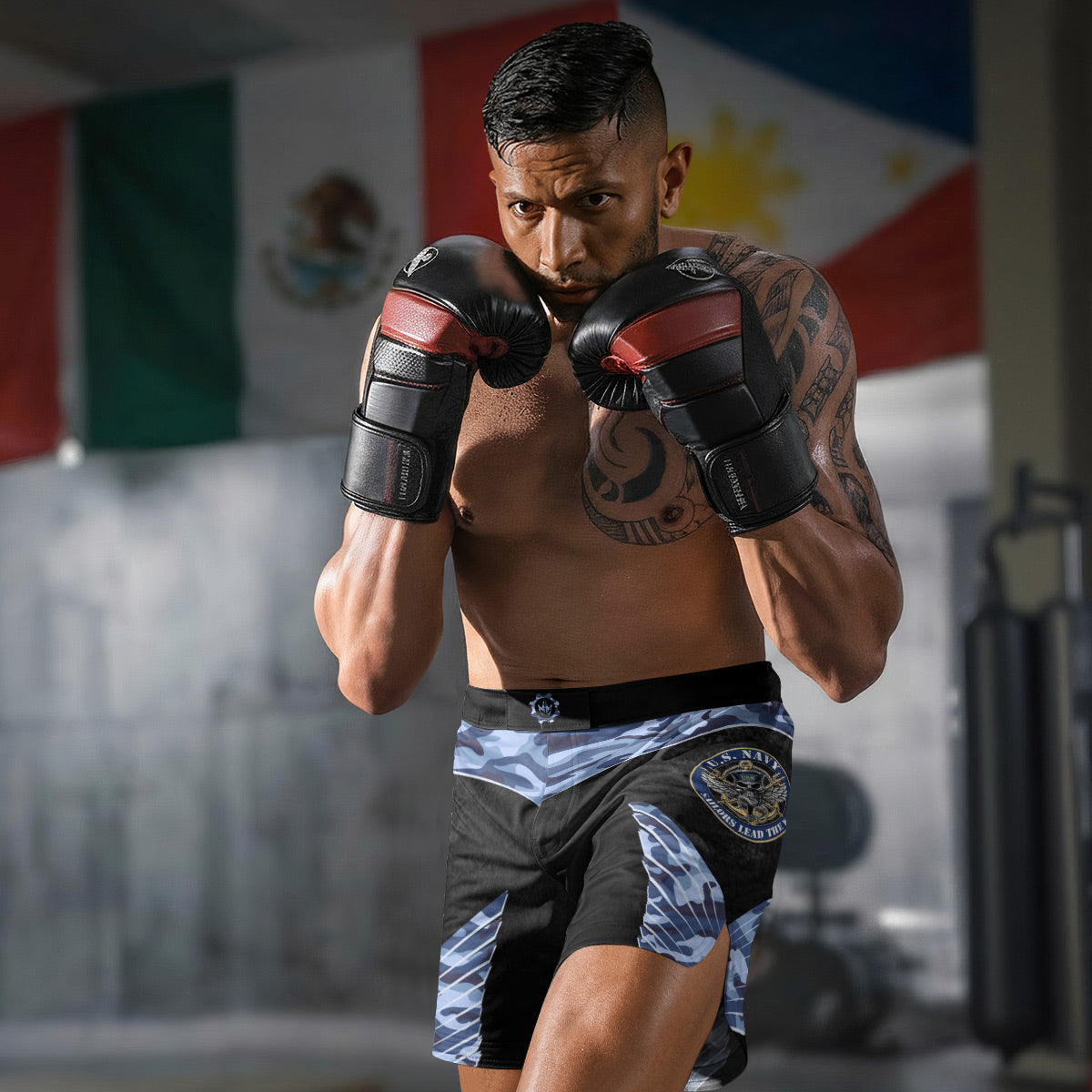 US Skull Navy Fight Shorts