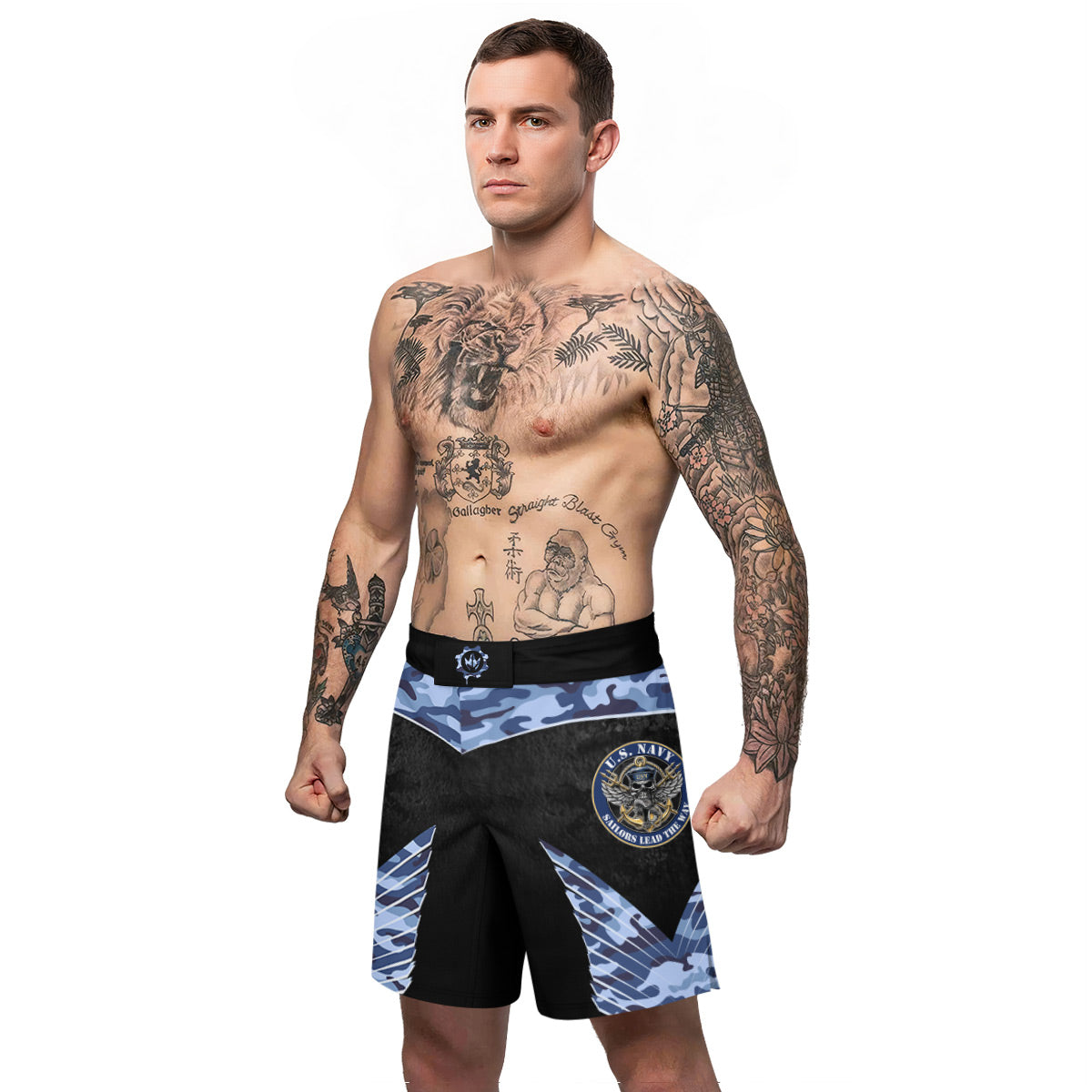 US Skull Navy Fight Shorts