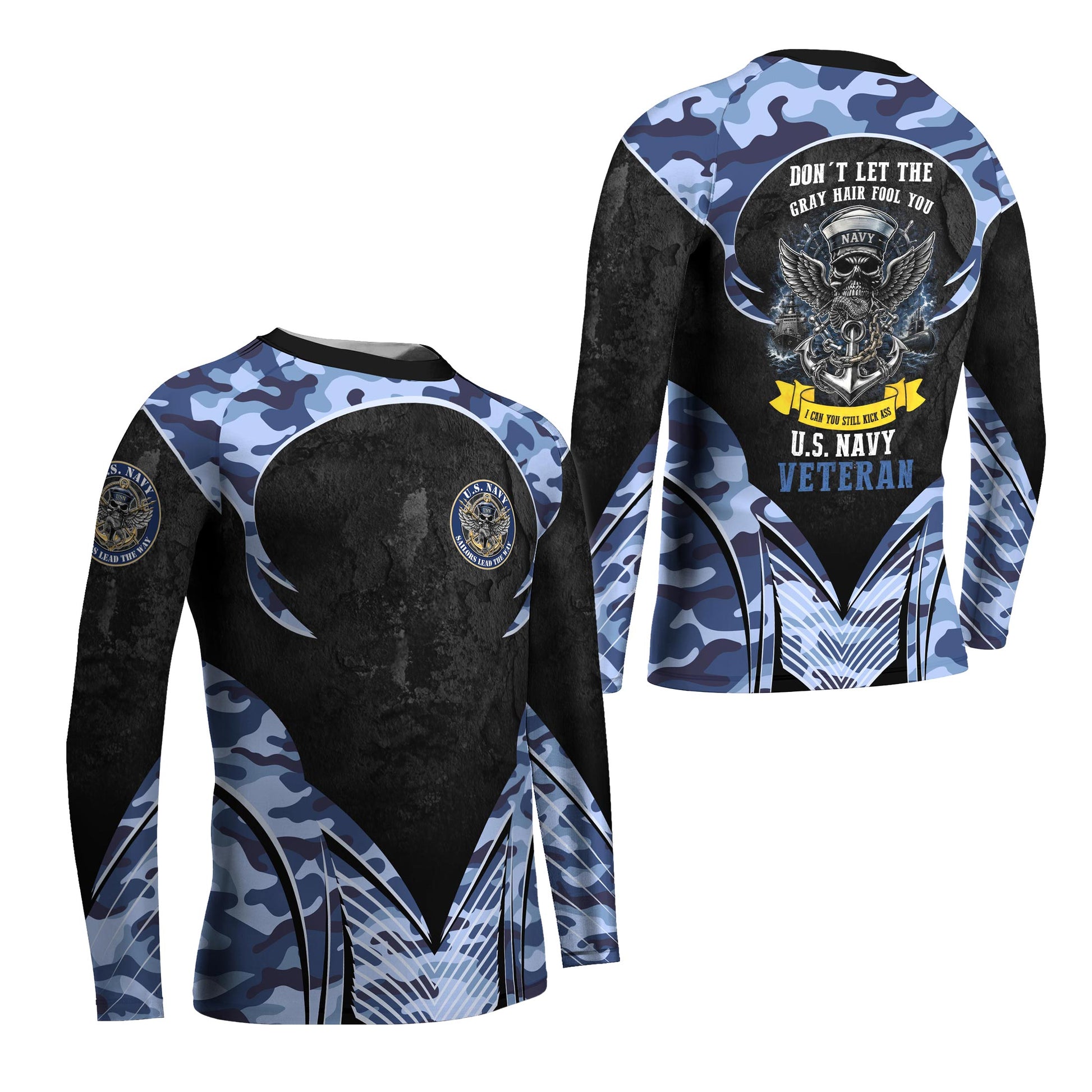 US Skull Navy Kids Rash Guard