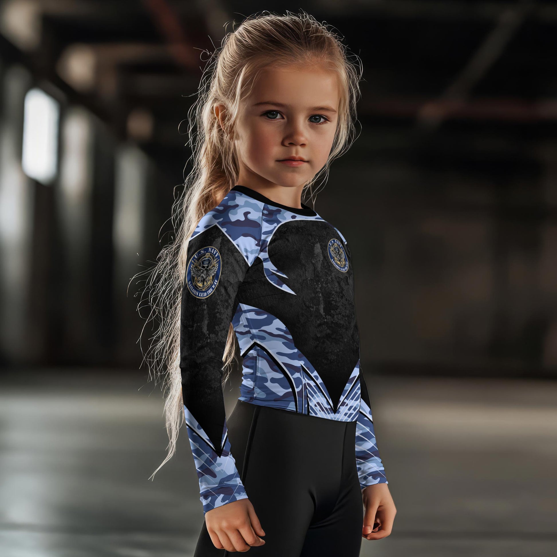 US Skull Navy Kids Rash Guard