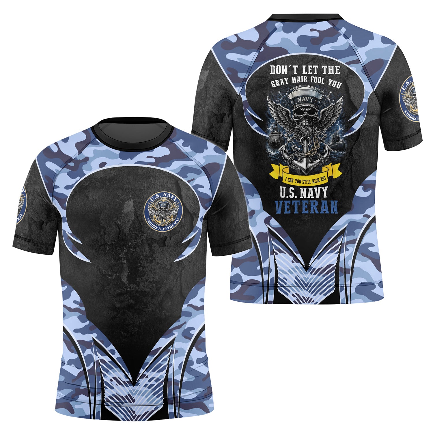 US Skull Navy Kids Rash Guard