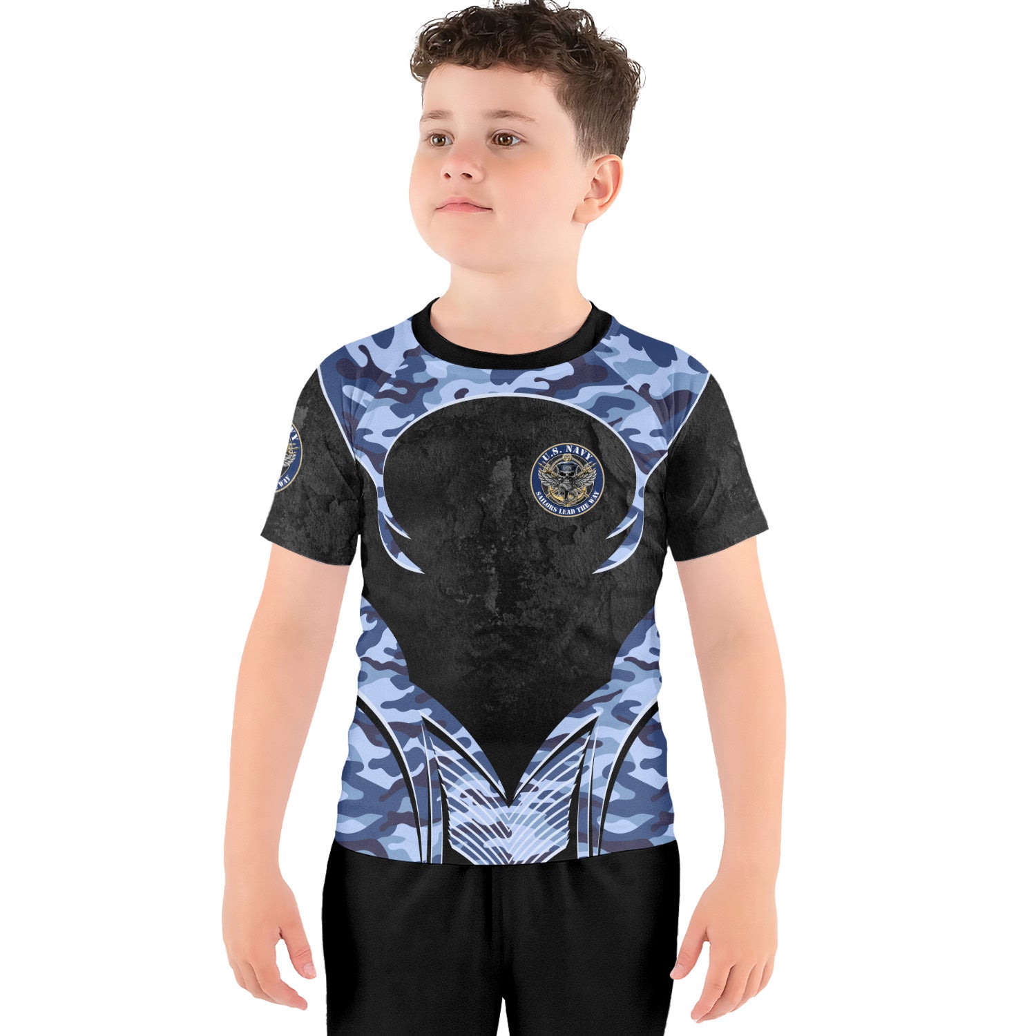 US Skull Navy Kids Rash Guard