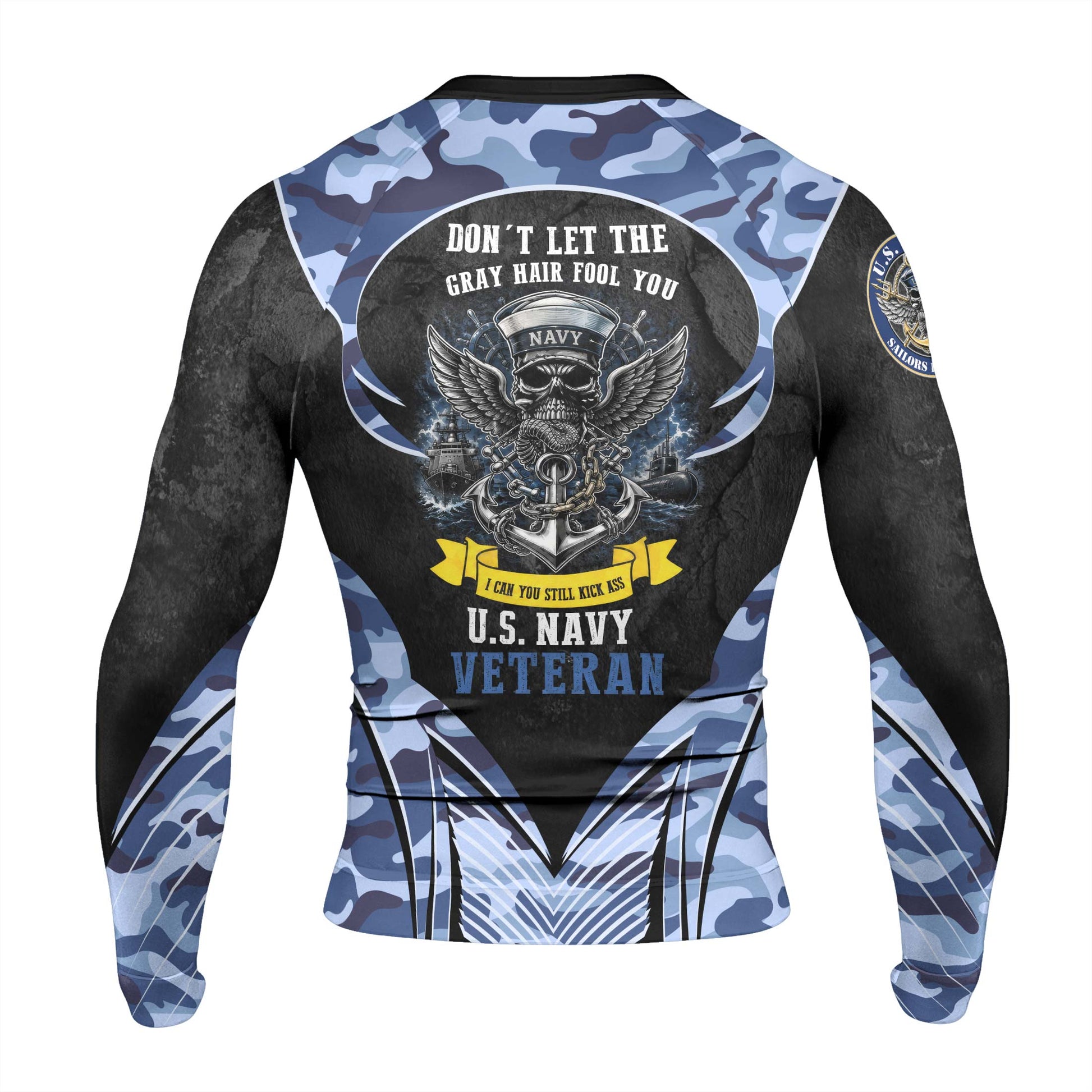US Skull Navy Men's Long Sleeve Rash Guard