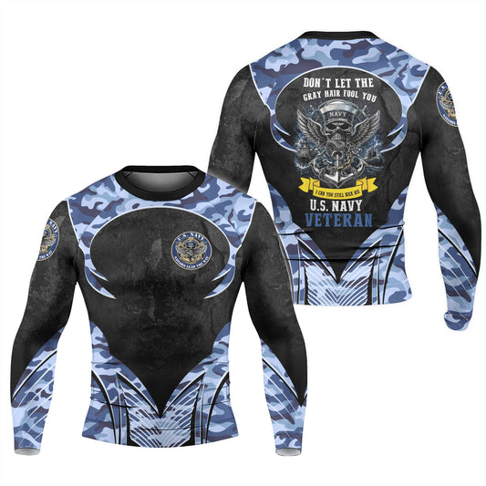 US Skull Navy Men's Long Sleeve Rash Guard