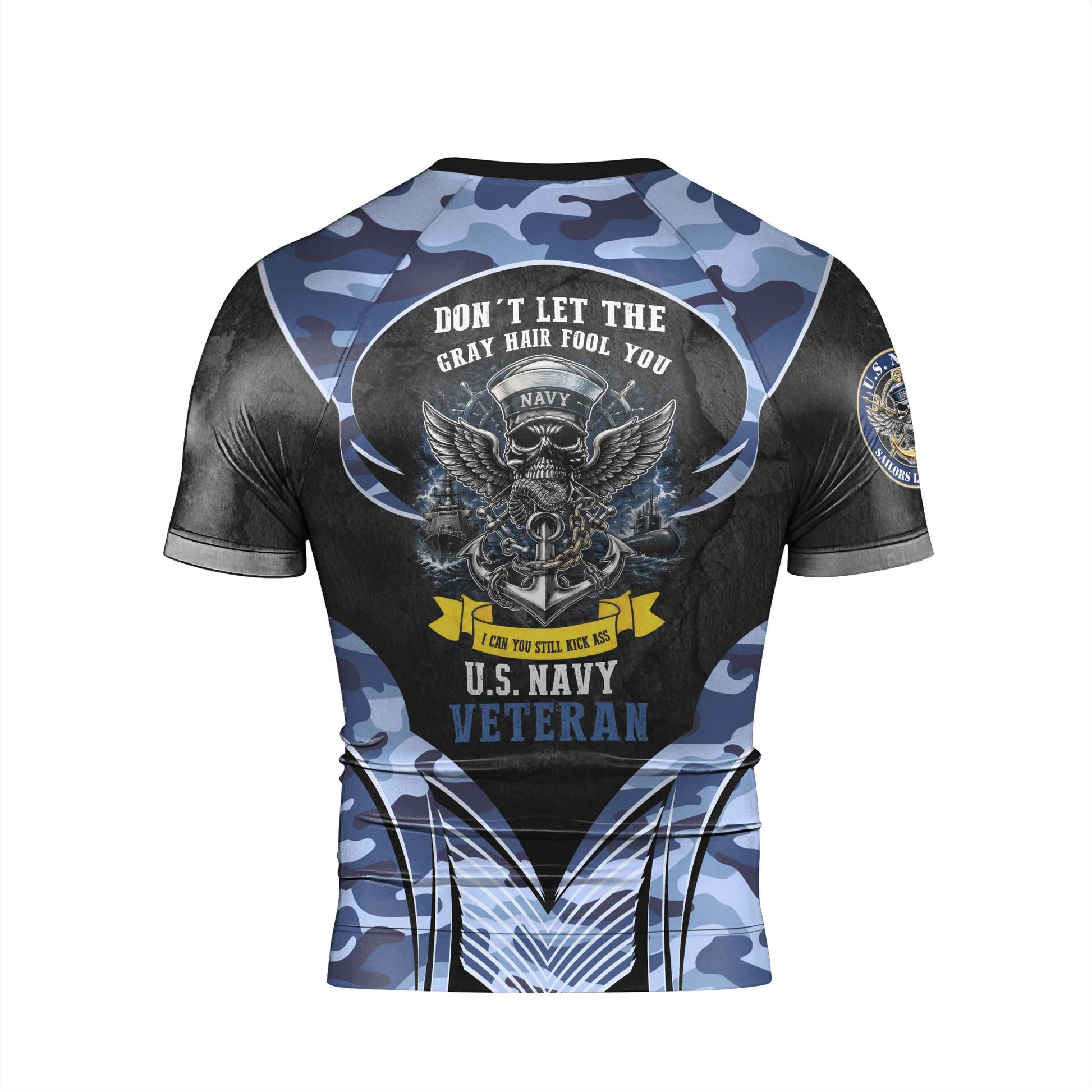 US Skull Navy Men's Short Sleeve Rash Guard