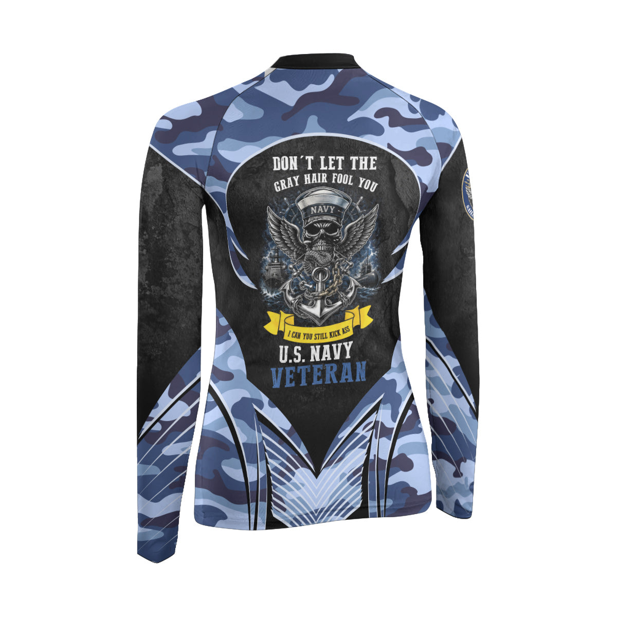 US Skull Navy Women's Long Sleeve Rash Guard