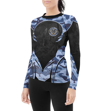 US Skull Navy Women's Long Sleeve Rash Guard