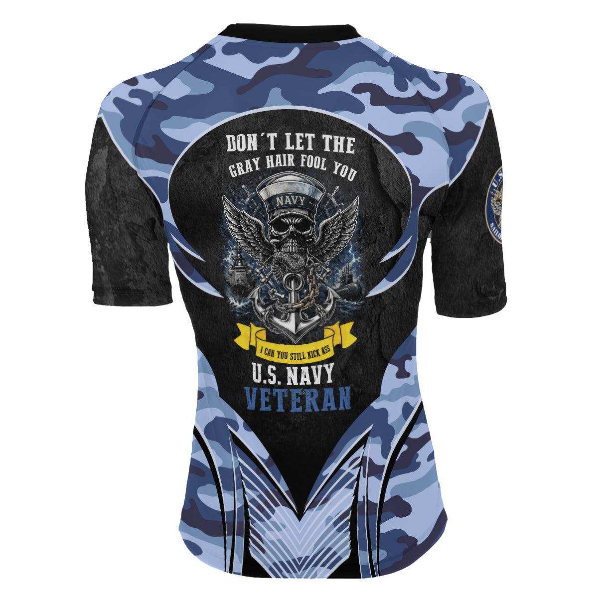 US Skull Navy Women's Short Sleeve Rash Guard