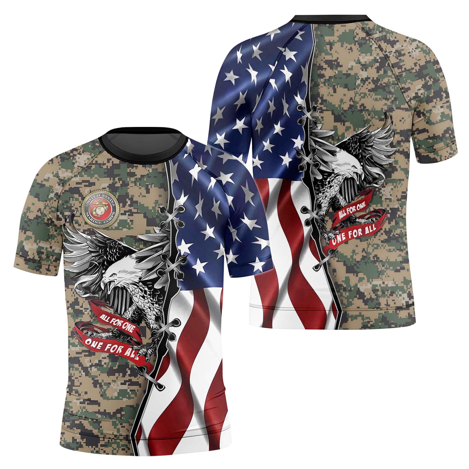 US Veteran All For One Kids Rash Guard