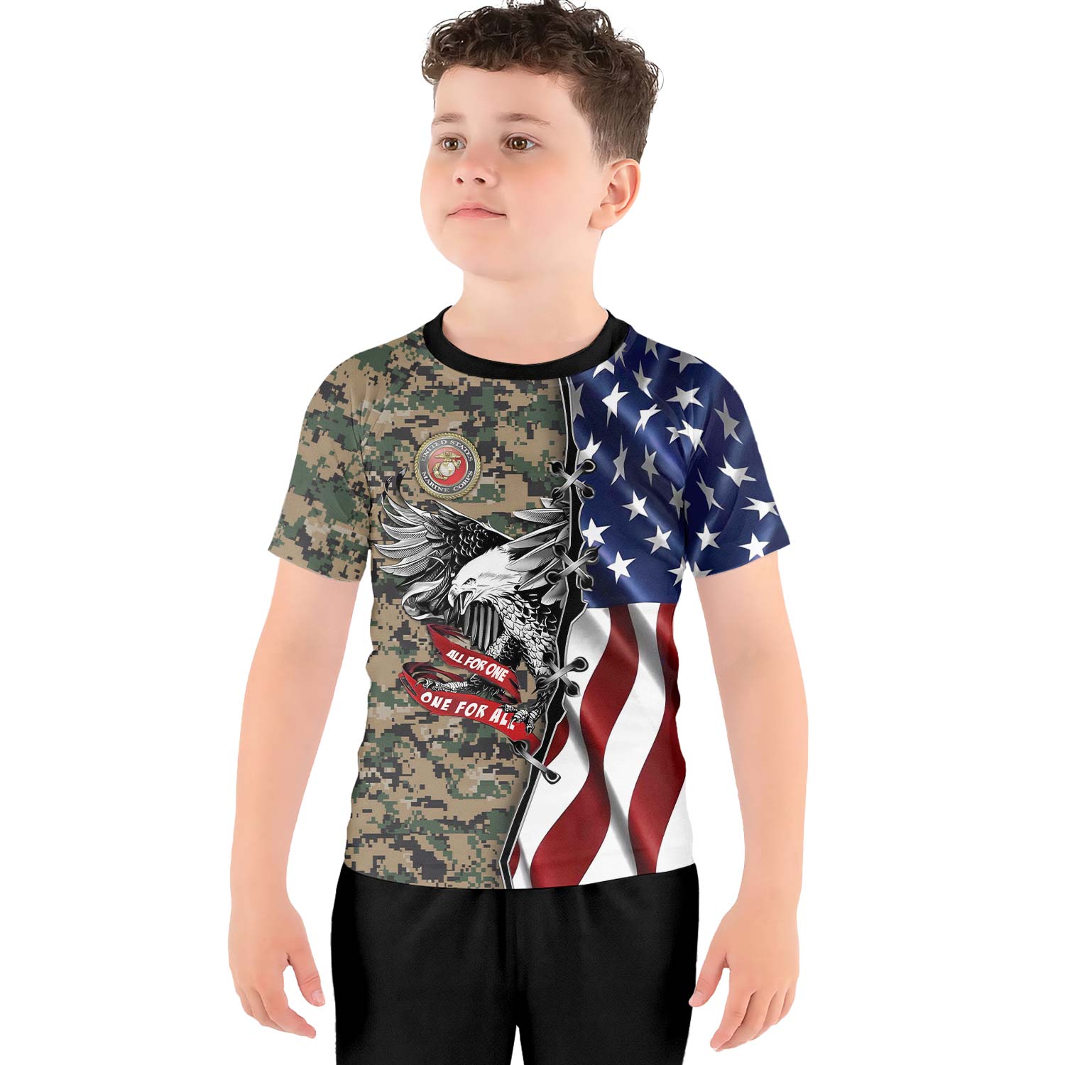 US Veteran All For One Kids Rash Guard