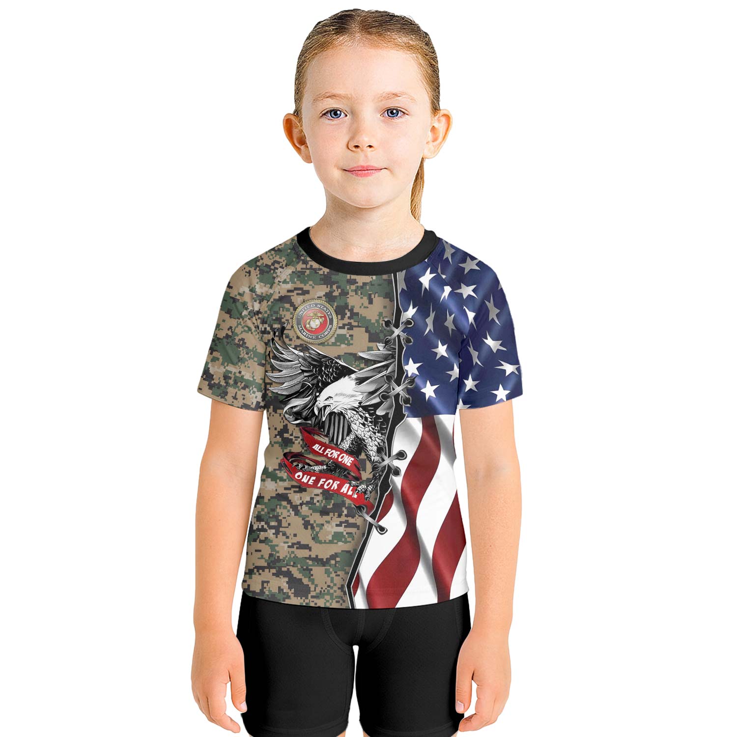 US Veteran All For One Kids Rash Guard