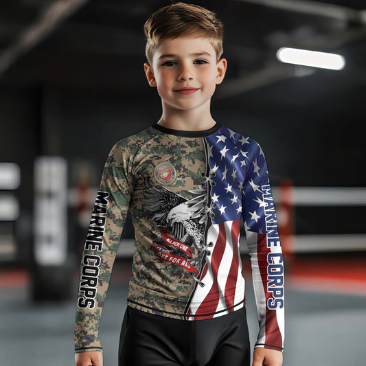 US Veteran All For One Kids Rash Guard