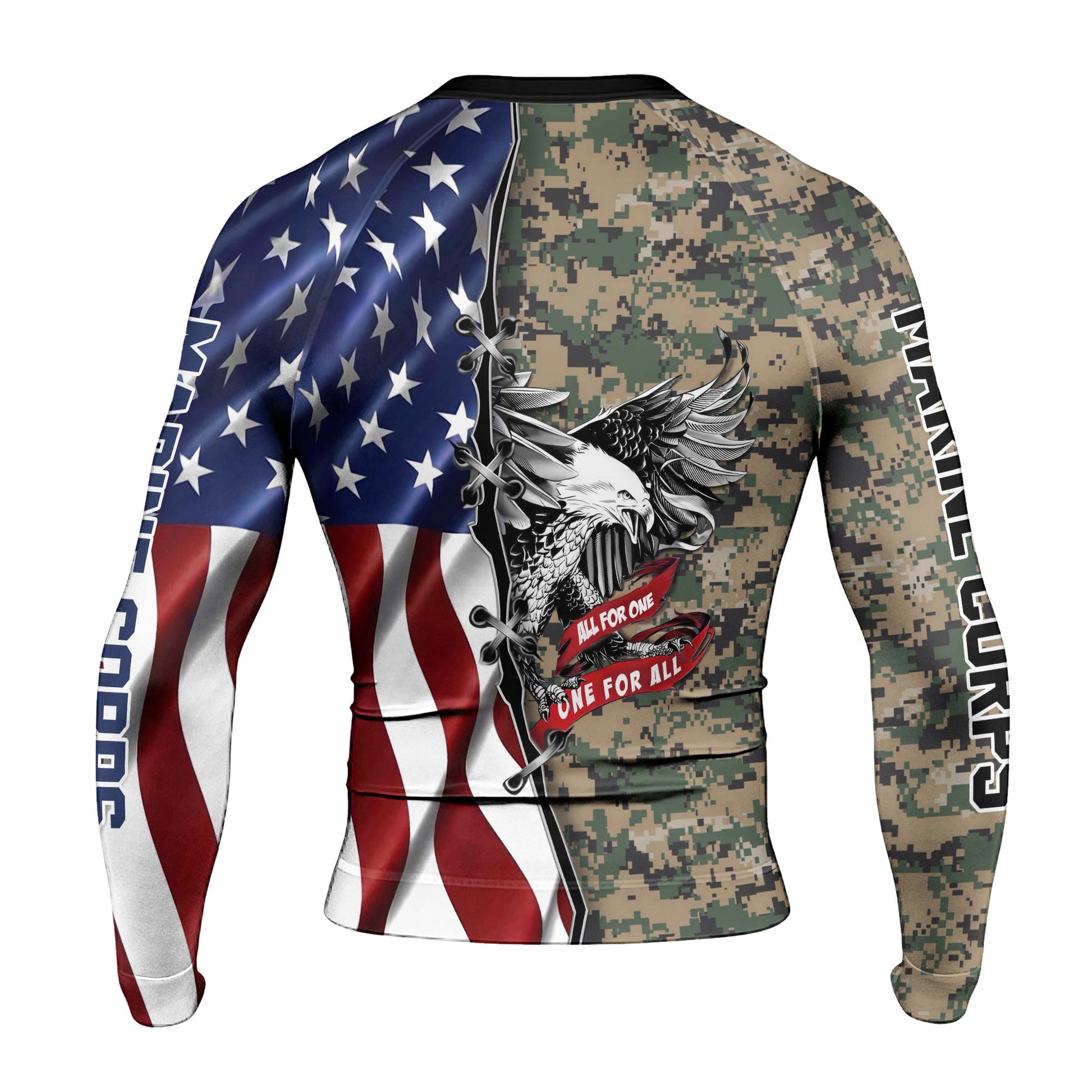 US Veteran All For One Men's Long Sleeve Rash Guard