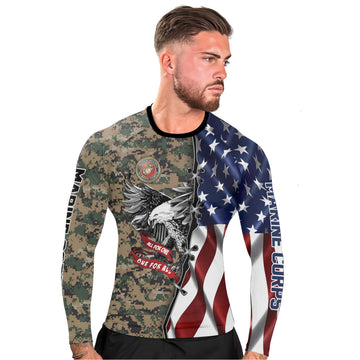 US Veteran All For One Men's Long Sleeve Rash Guard