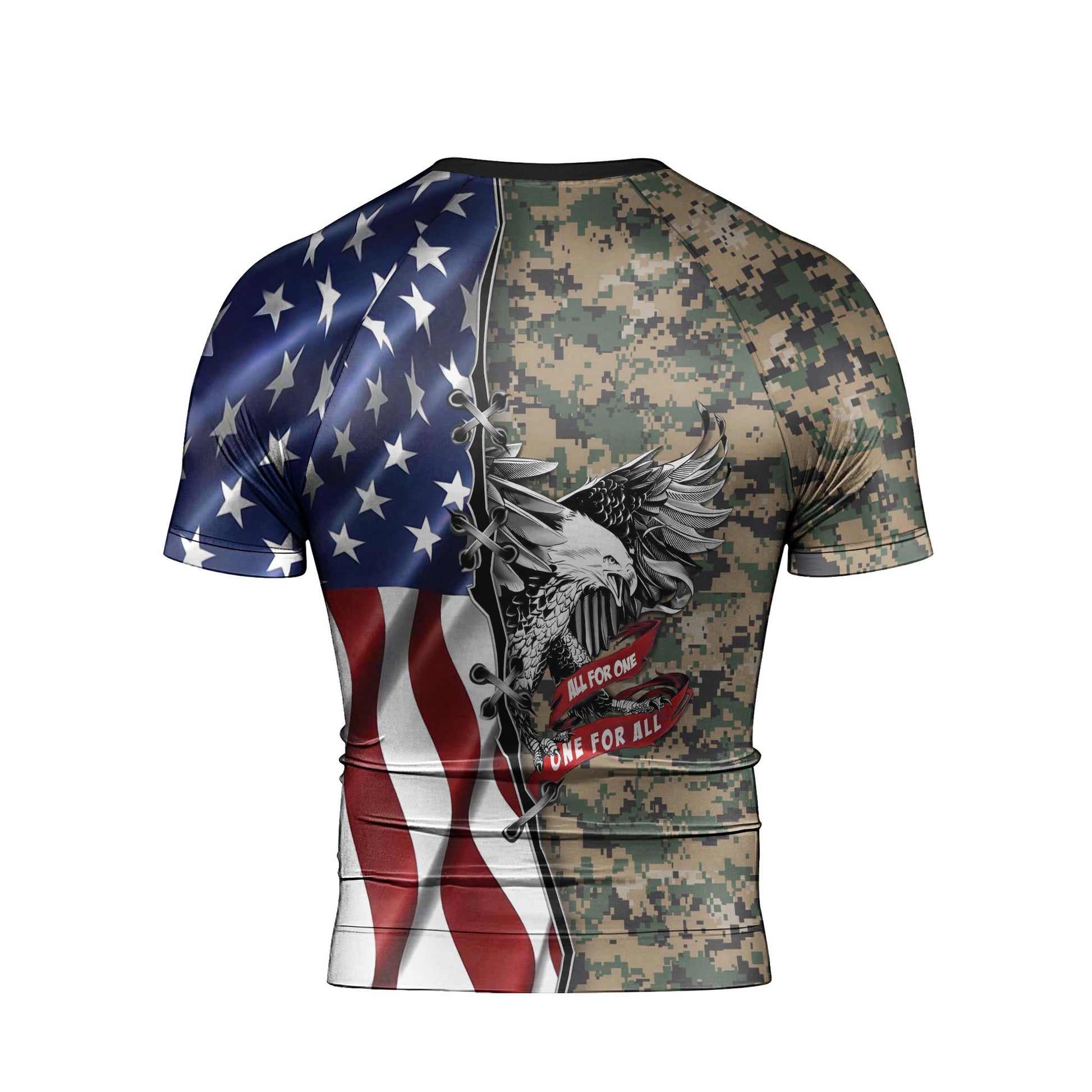 US Veteran All For One Men's Short Sleeve Rash Guard