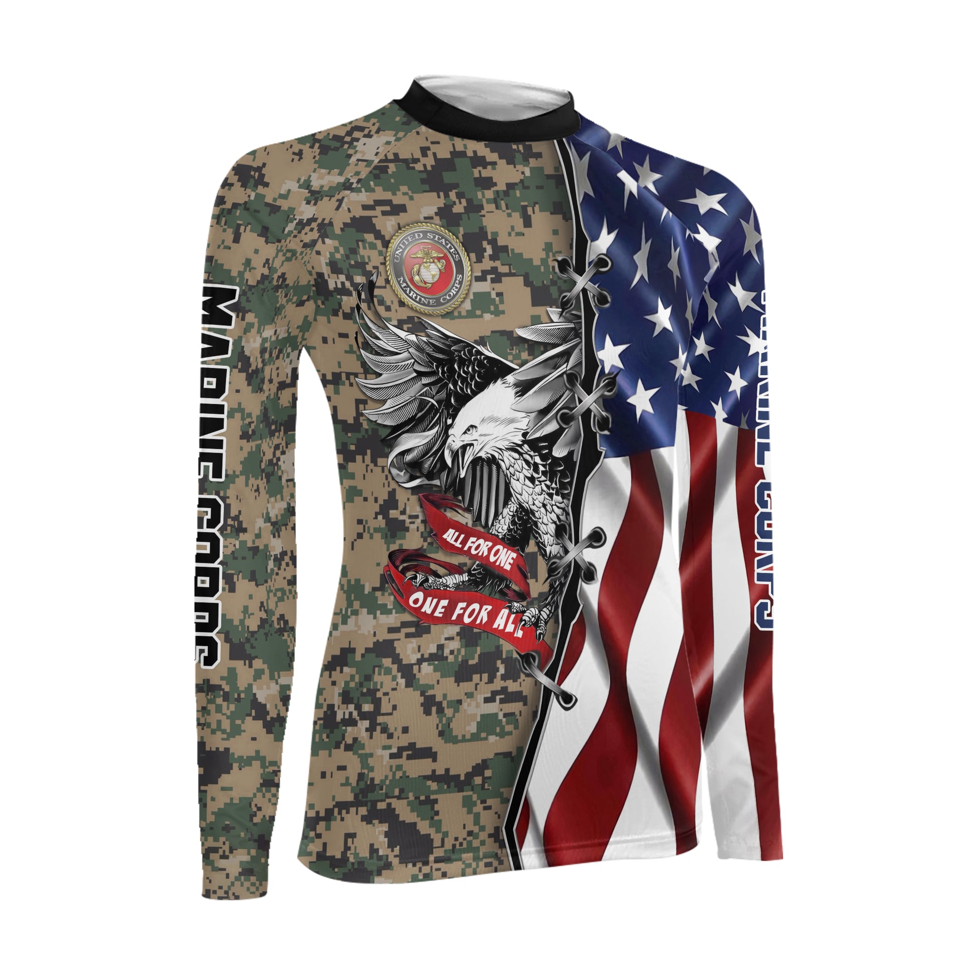 US Veteran All For One Women's Long Sleeve Rash Guard