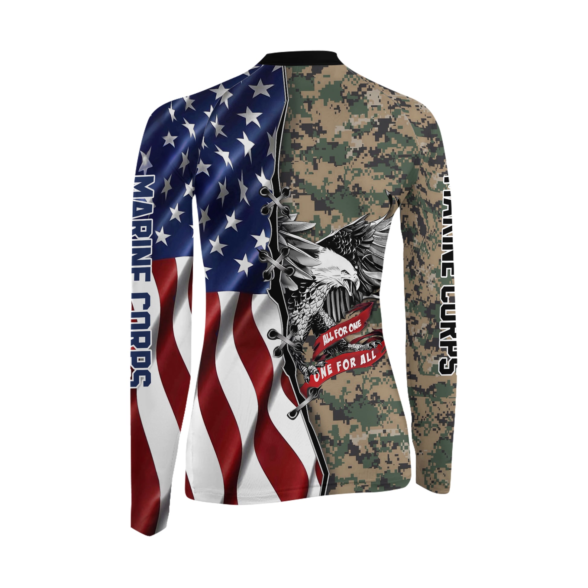 US Veteran All For One Women's Long Sleeve Rash Guard