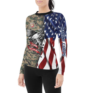 US Veteran All For One Women's Long Sleeve Rash Guard