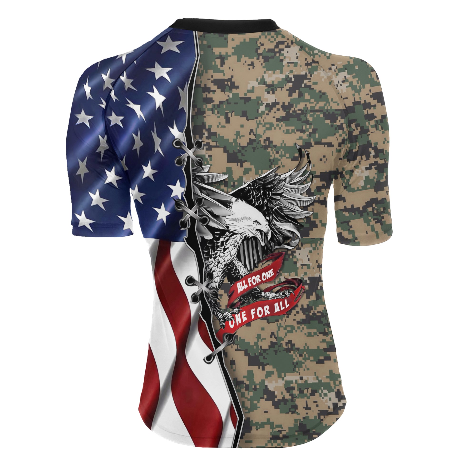 US Veteran All For One Women's Short Sleeve Rash Guard