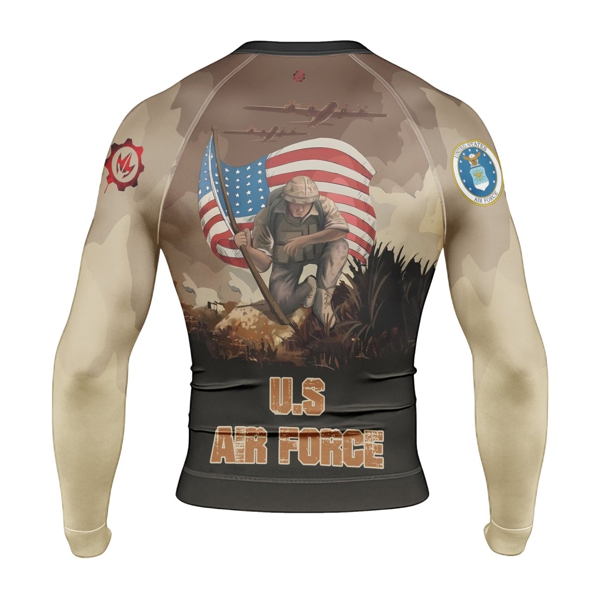 USA Air Force Veteran Men's Long Sleeve Rash Guard - BattleFitGear