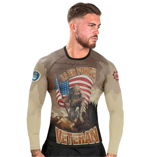 USA Air Force Veteran Men's Long Sleeve Rash Guard - BattleFitGear