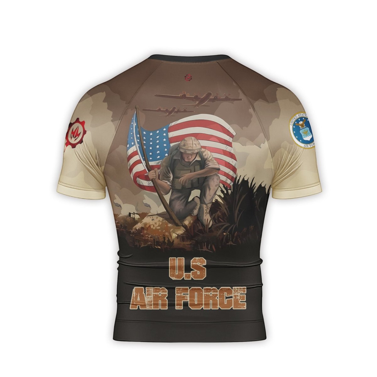 USA Air Force Veteran Men's Short Sleeve Rash Guard - BattleFitGear