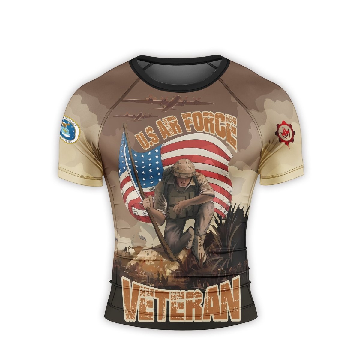 USA Air Force Veteran Men's Short Sleeve Rash Guard - BattleFitGear