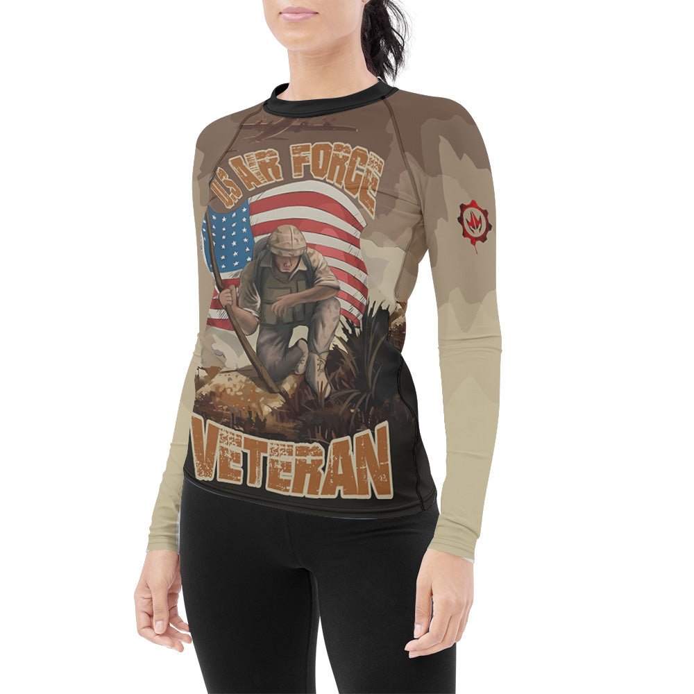 USA Air Force Veteran Women's Long Sleeve Rash Guard - BattleFitGear