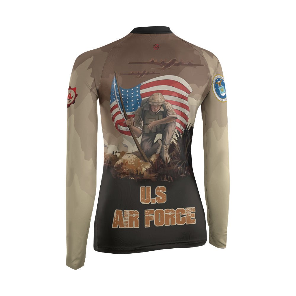 USA Air Force Veteran Women's Long Sleeve Rash Guard - BattleFitGear