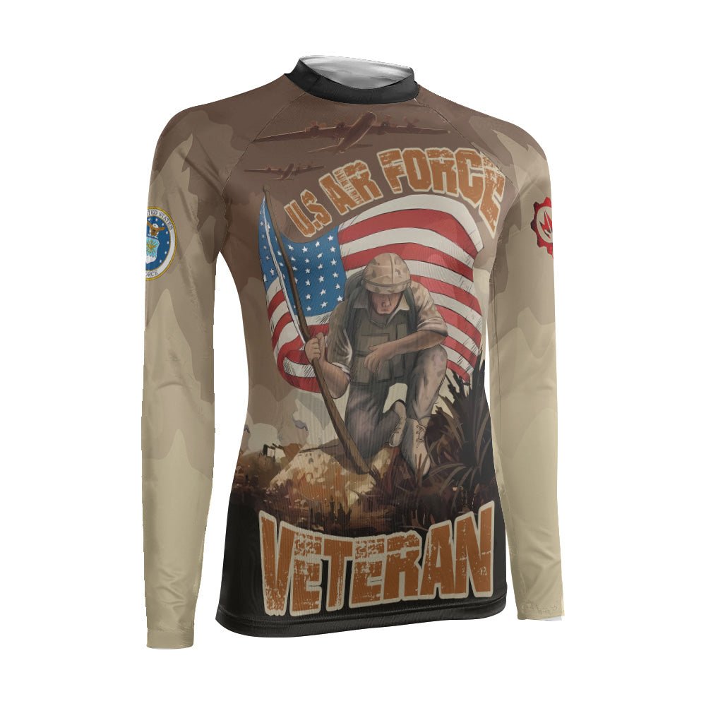 USA Air Force Veteran Women's Long Sleeve Rash Guard - BattleFitGear