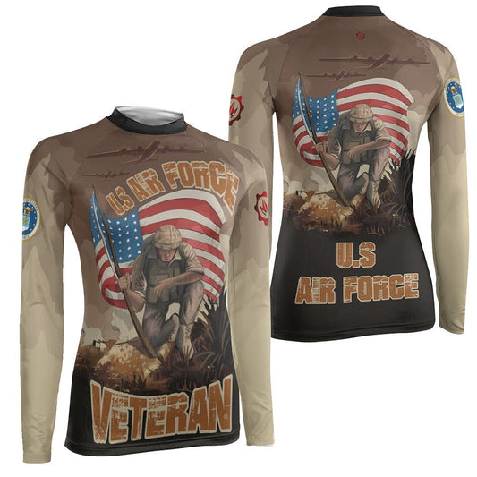 USA Air Force Veteran Women's Long Sleeve Rash Guard - BattleFitGear